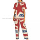 Vintage American Patriotic Stars And Stripes Pattern Pajamas Set Short-sleeved Women Home Clothing