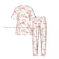 Flamingo Bird Retro Palm Tree Pajamas Set Short-sleeved Women Home Clothing