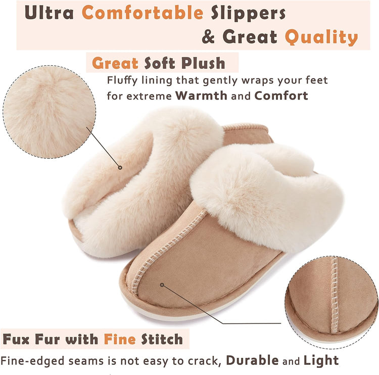 Womens Fuzzy Slippers Memory Foam Warm Cozy Indoor House Shoes