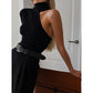 Solid Asymmetric One Shoulder Ribbed Knit Long Sleeve Bodysuit, Sexy Fall Winter One Piece Bodysuits, Women&