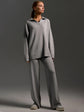 Dames Lounge Set, Zacht En Comfortabel, Met Kraag & Wijde Broek