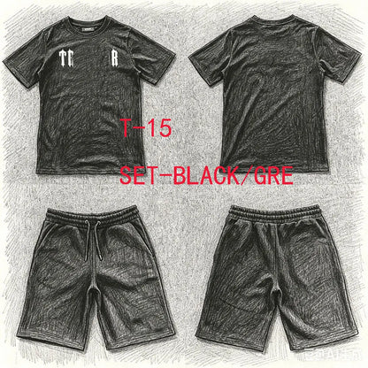 T-15 Short Set Tracksuit Trousers T-shirt jogging Streetwear Men women clothing Autumn Winter Tops Pants
