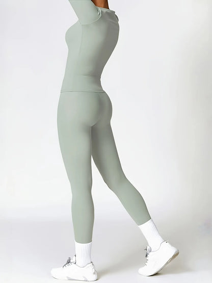 Tight-fitting yoga suit slim long-sleeved outdoor running sports fitness clothing autumn and winter sports women&