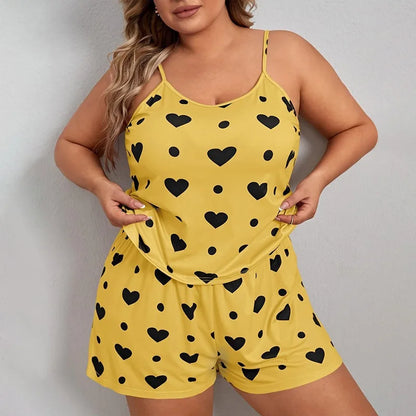 2 Pieces Pajamas Set for Women Sleepwear Crop Tops+Shorts Suit Female Loose Loungewear Home Clothes Plus Size 5XL