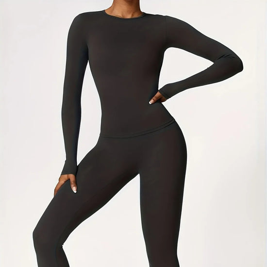 Tight-fitting yoga suit slim long-sleeved outdoor running sports fitness clothing autumn and winter sports women&