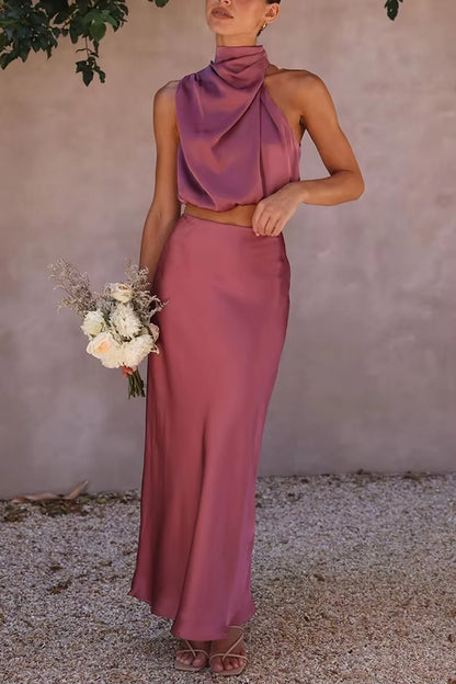 Women’S Two-Piece Sleeveless Long Skirt Set