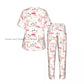 Flamingo Bird Retro Palm Tree Pajamas Set Short-sleeved Women Home Clothing