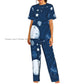 Vintage American Patriotic Stars And Stripes Pattern Pajamas Set Short-sleeved Women Home Clothing
