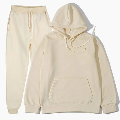 Unisex 2Pcs Sportswear Set Hooded Sweatshirt & Sweatpants Fashion Running Casual Men Women Clothing