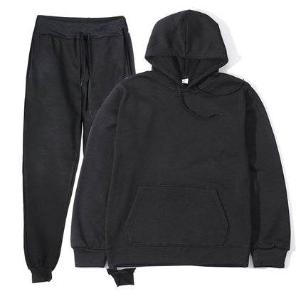 Unisex 2Pcs Sportswear Set Hooded Sweatshirt & Sweatpants Fashion Running Casual Men Women Clothing