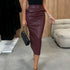 Leather Patchwork High Waist Maxi Skirt