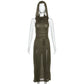 Solid Split-Side Midi Dress for Women