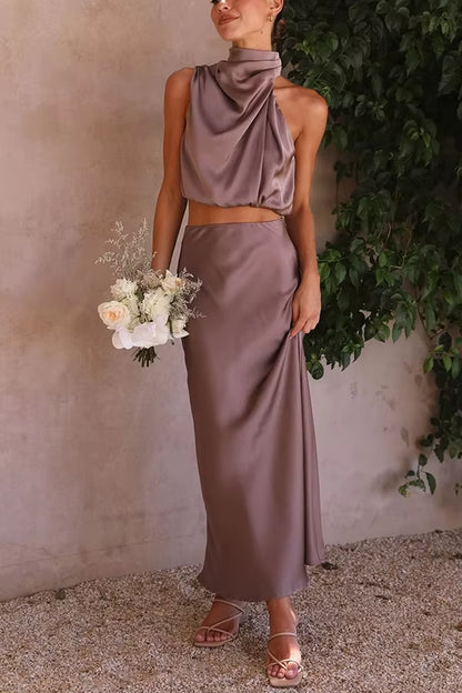 Women’S Two-Piece Sleeveless Long Skirt Set
