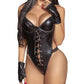 Latex Leather Cosplay Backless V Neck Teddies Bodysuit Women&