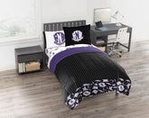 Wednesday Addams Patches Purple 7 Piece Full Size Bed Set with Shams