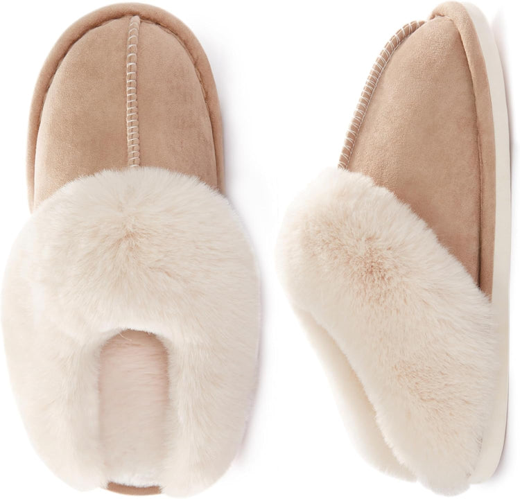 Womens Fuzzy Slippers Memory Foam Warm Cozy Indoor House Shoes