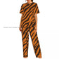 Tiger Skins Pajamas Set Short-sleeved Women Home Clothing