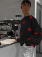 Printed Heart Knitted Sweater
