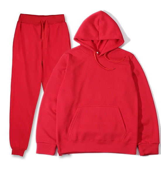Unisex 2Pcs Sportswear Set Hooded Sweatshirt & Sweatpants Fashion Running Casual Men Women Clothing