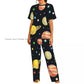 Vintage American Patriotic Stars And Stripes Pattern Pajamas Set Short-sleeved Women Home Clothing