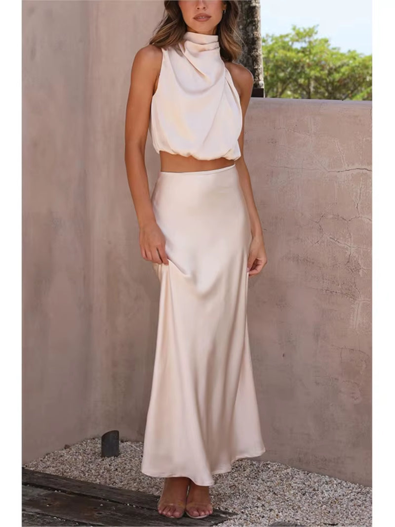 Women’S Two-Piece Sleeveless Long Skirt Set