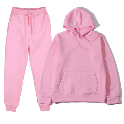 Unisex 2Pcs Sportswear Set Hooded Sweatshirt & Sweatpants Fashion Running Casual Men Women Clothing