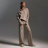 Dames Lounge Set, Zacht En Comfortabel, Met Kraag & Wijde Broek