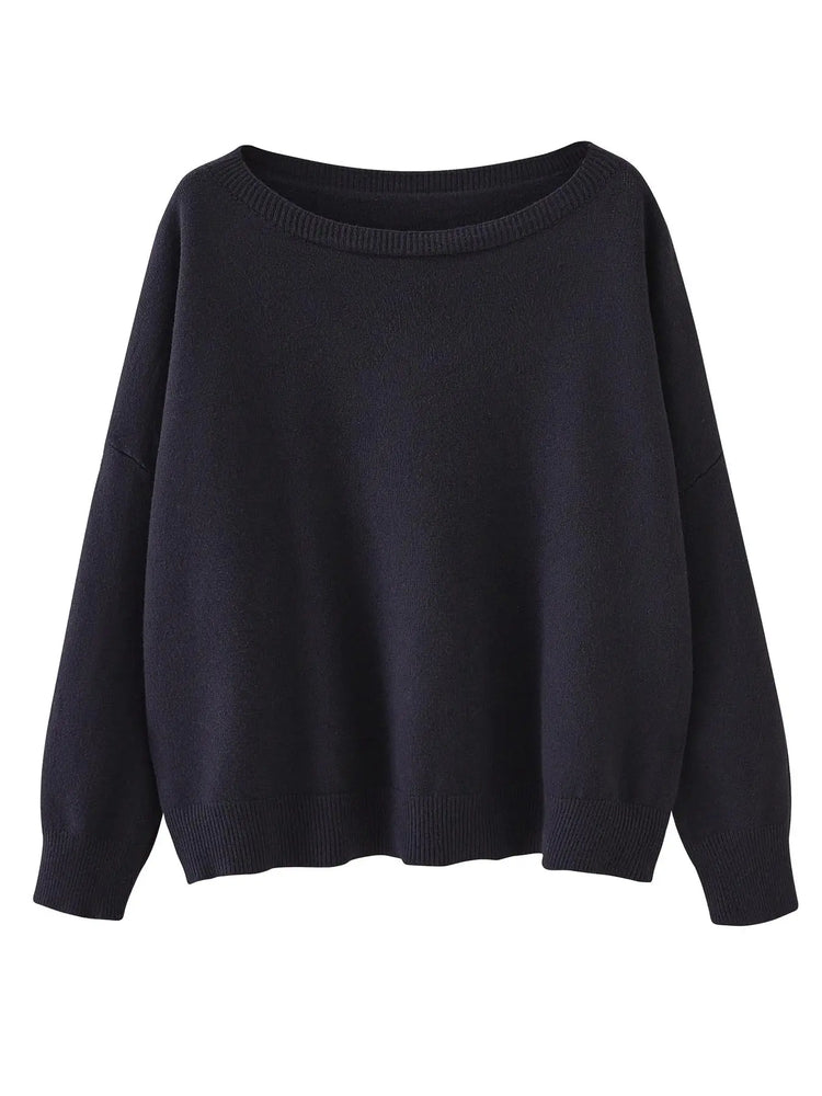 Scoop Neck Knitted Sweater