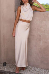 Women’S Two-Piece Sleeveless Long Skirt Set