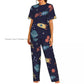 Vintage American Patriotic Stars And Stripes Pattern Pajamas Set Short-sleeved Women Home Clothing