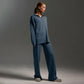 Dames Lounge Set, Zacht En Comfortabel, Met Kraag & Wijde Broek