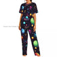 Vintage American Patriotic Stars And Stripes Pattern Pajamas Set Short-sleeved Women Home Clothing