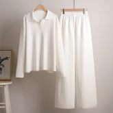 Dames Lounge Set, Zacht En Comfortabel, Met Kraag & Wijde Broek