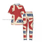 Vintage American Patriotic Stars And Stripes Pattern Pajamas Set Short-sleeved Women Home Clothing