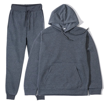 Unisex 2Pcs Sportswear Set Hooded Sweatshirt & Sweatpants Fashion Running Casual Men Women Clothing