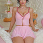 2 Piece Westerns Sexy Pink Cute Loungewear Homewear Bowknot Bow Apparel Outfits Clothing Bra Briefs Underwear Lingerie Set