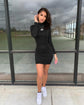 Women Classy Long Sleeve Bodycon Ruched Party Mini Dress